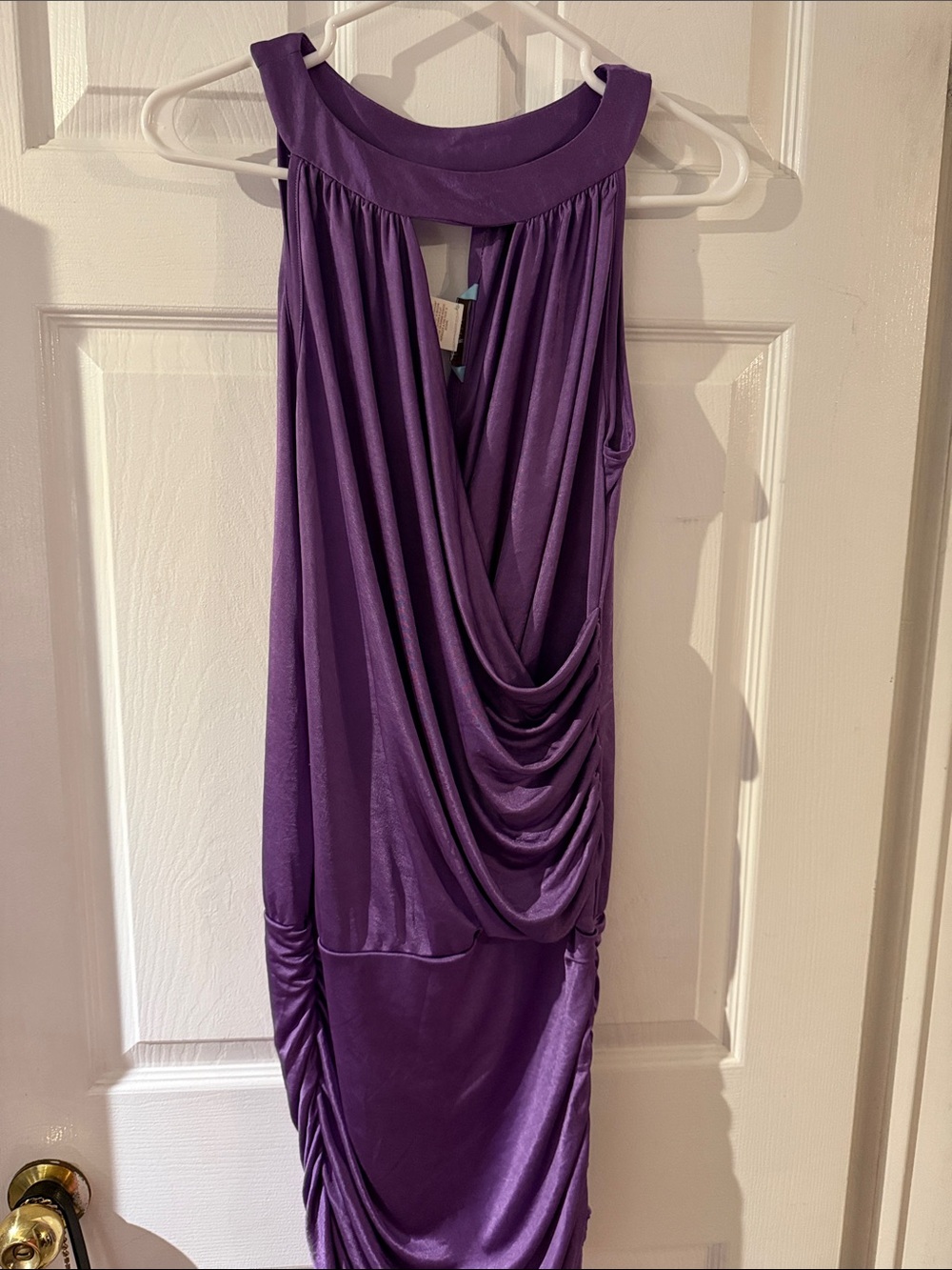 Marciano Purple Sleeveless Draped Midi Dress